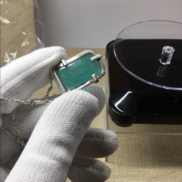 Adorable amazonite pendant , dainty sterling chain - Picture 6 of 8